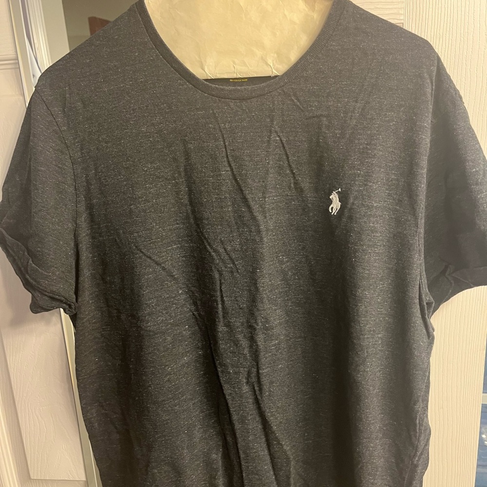 Men’s polo t-shirt charcoal grey with white polo logo